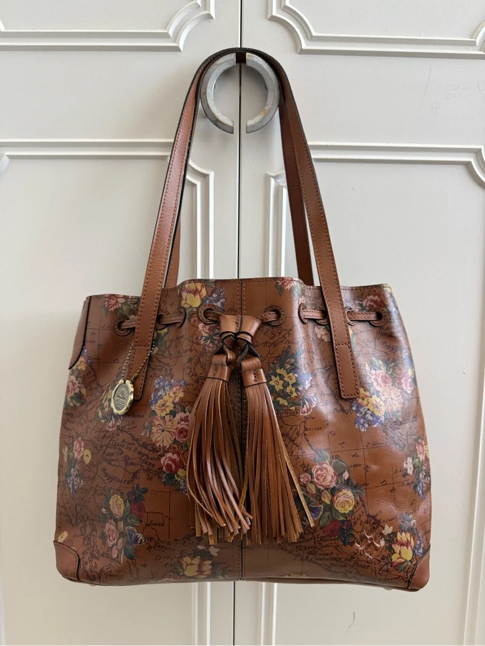Patricia Nash Drawstring Witney Tote, Garden Floral Map, Tassles